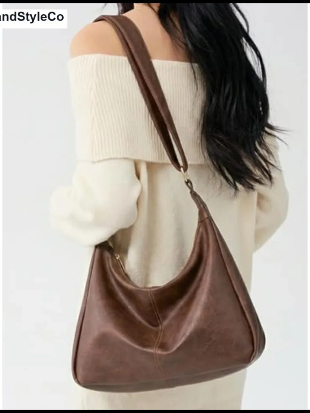 Hobo Shoulder Bag Soft Vegan Leather Slouchy Everyday Purse Adjustable Crossbody